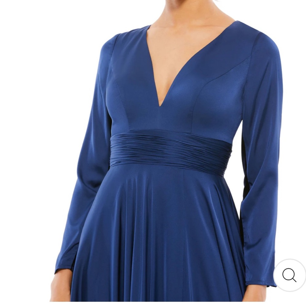 LONG SLEEVE RUCHED WAIST A-LINE GOWN